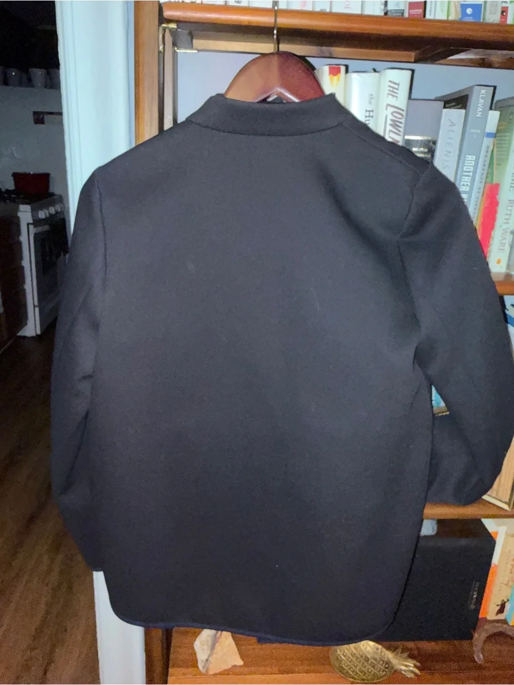 J. Crew Women’s Black with Navy Trim Collarless Jacket